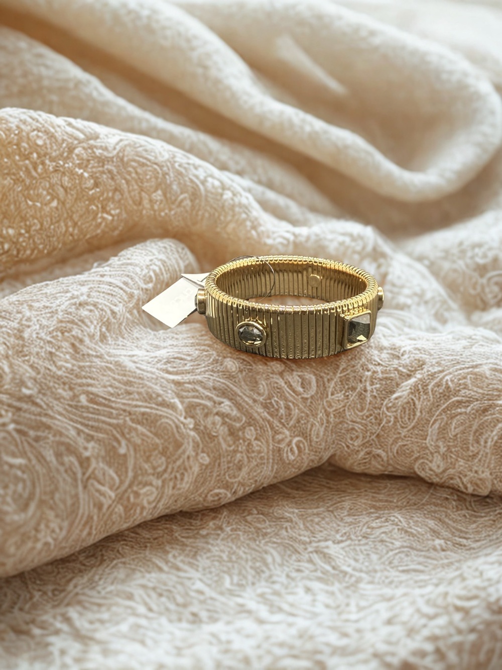 💛CHICO’S💛Gold-Tone Stretch Watchband Bracelet w/Smoky Quartz Faceted Accents/NWT